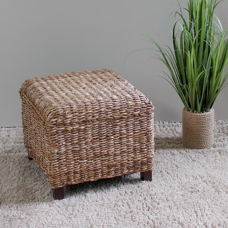 International Caravan Arizona Abaca Square Cushioned Top Stool, Salak Brown SG-3352-SQ
